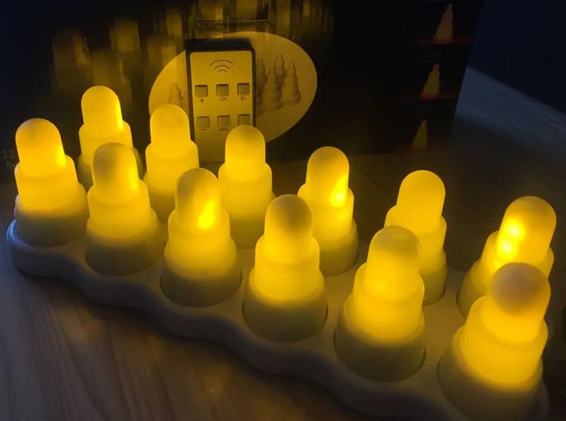 Set of 12 Remote Controlled Wireless Rechargeable Flameless Tealight LED Candle Lamp Wedding Xmas Bar Home Party Table Decoratio