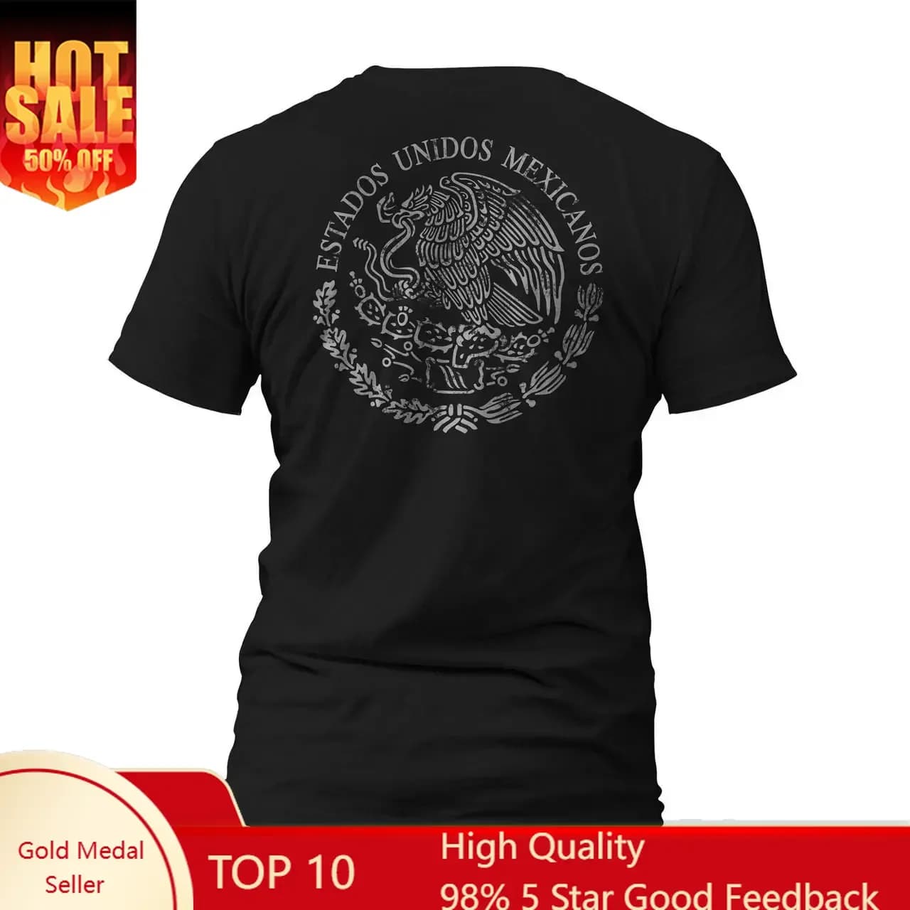 Mexico Coat of Arms T-Shirt - Playera Con Escudo Nacional De Mexico Casual Classic