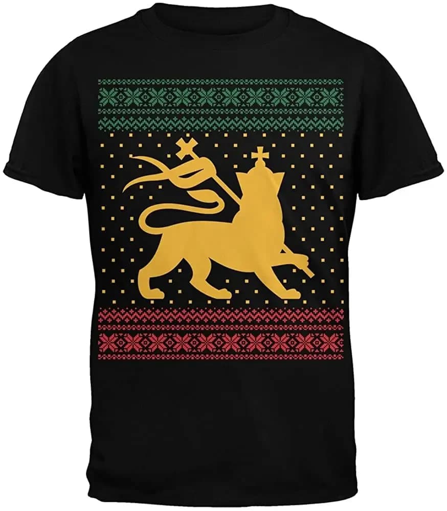 Old Glory Lion of Judah Ugly Christmas T-Shirt. Summer Cotton O-Neck Short Sleeve Mens T Shirt New S-3XL