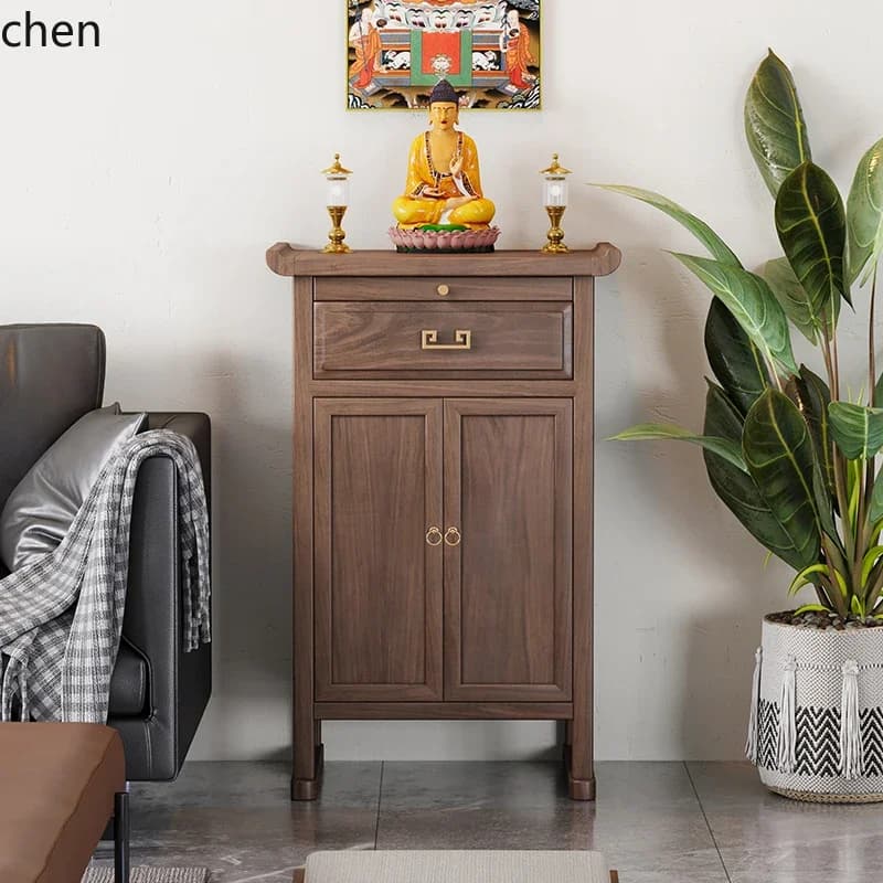 PYH black walnut solid wood offering table incense table simple God of Wealth Bodhisattva tribute table