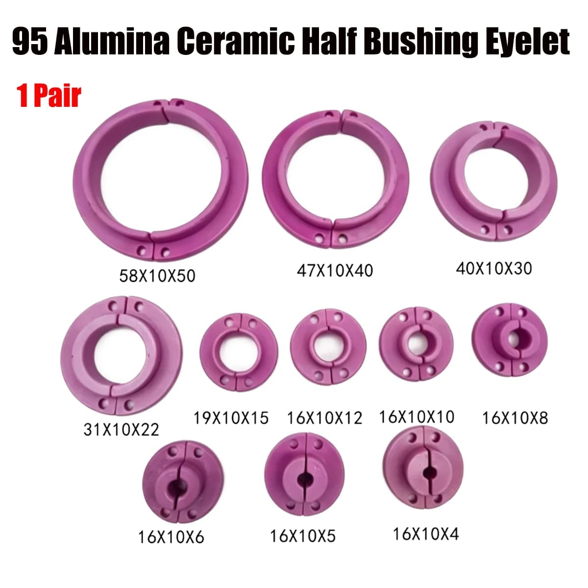 95% Alumina Ceramic Half Bushing Eyelet Wear-Resistant Textile Air Jet Loom Ceramic Guide Nozzle Thread Inlet Outlet for Looms