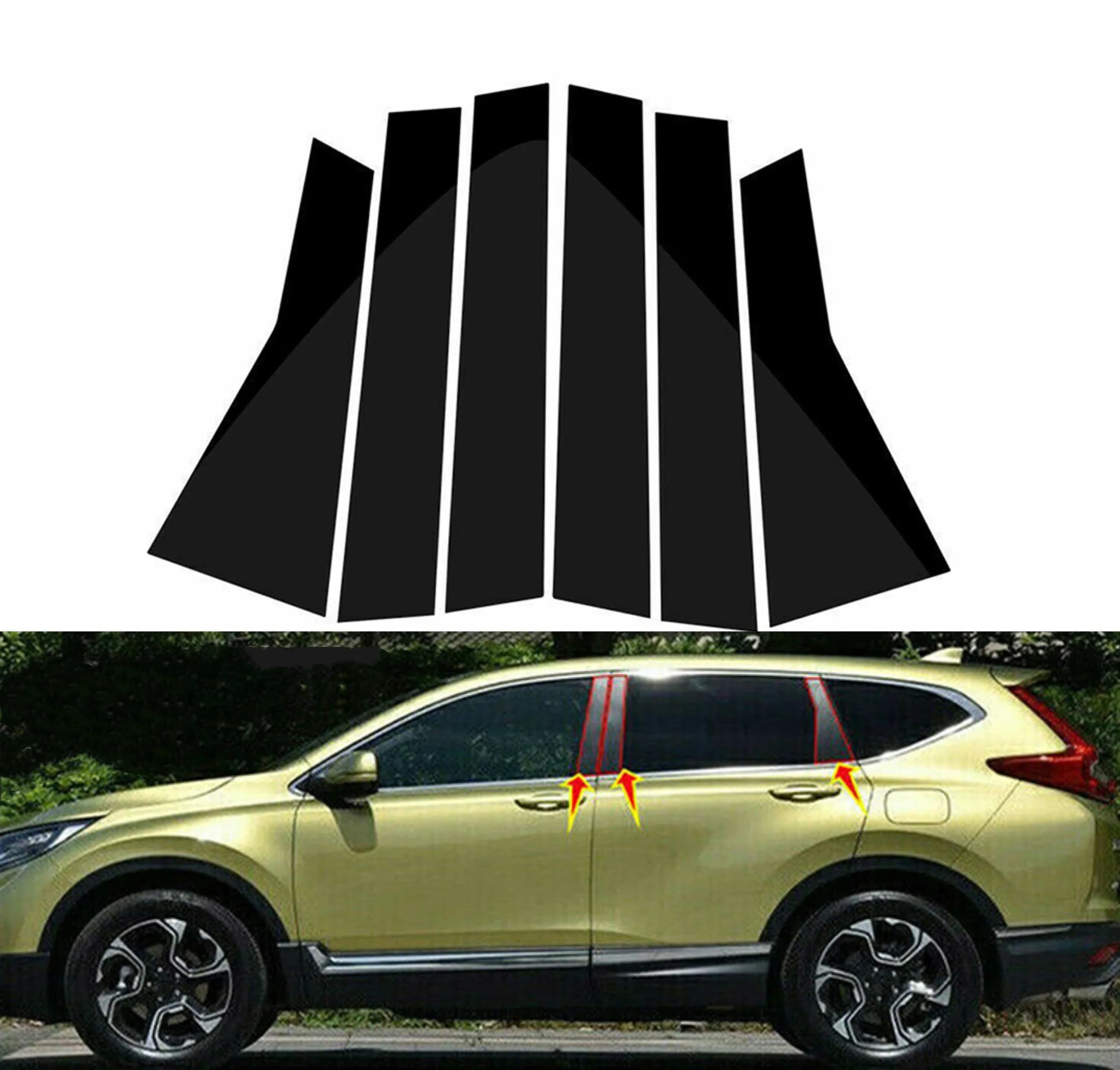 6Pcs Glossy Black Pillar Posts Cover Fit for Honda CRV 2017 2018 2019 2020 2021 2022  Window Car Door Trim BC Column Sticker