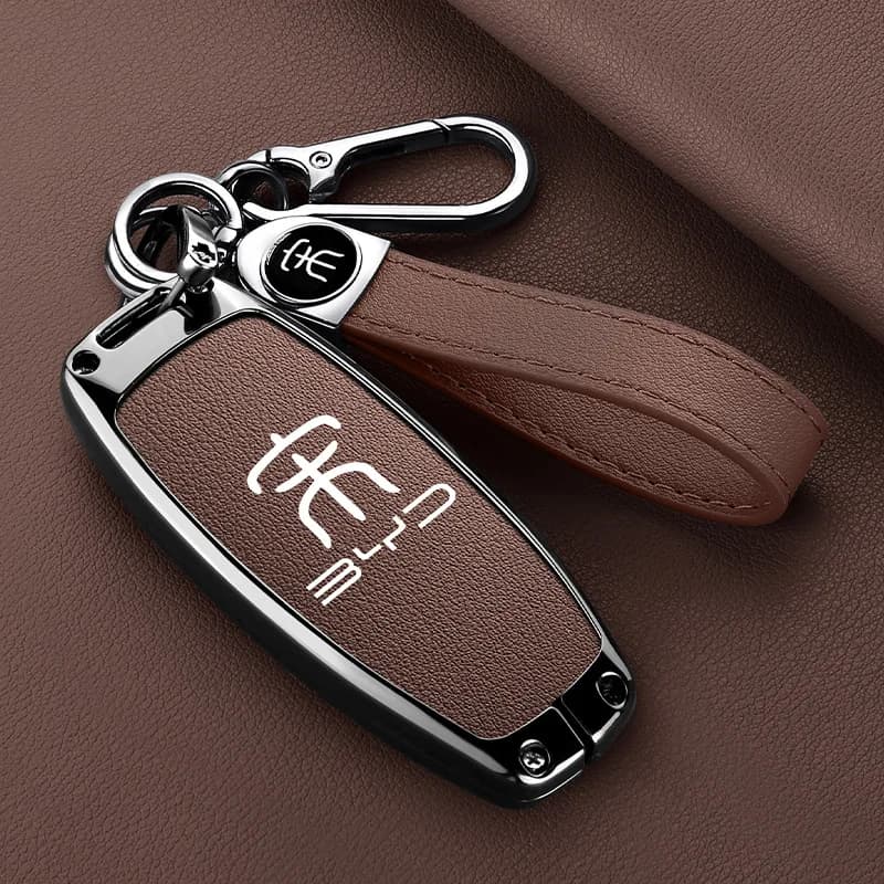 Premium Zinc Alloy Key Cover Case for BYD Song Plus DMI/Song Plus EV/Champion Edition - Protective Key Fob Shell Key Bag Chain