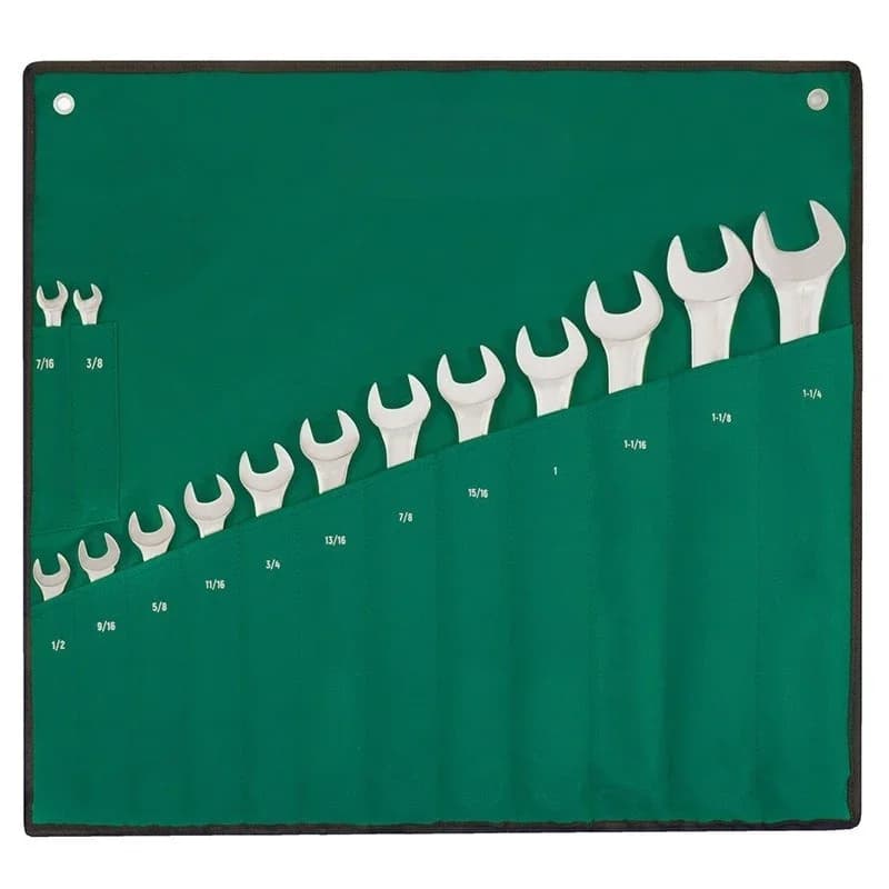 Dual-purpose wrench tool set, open plum imperial shelf