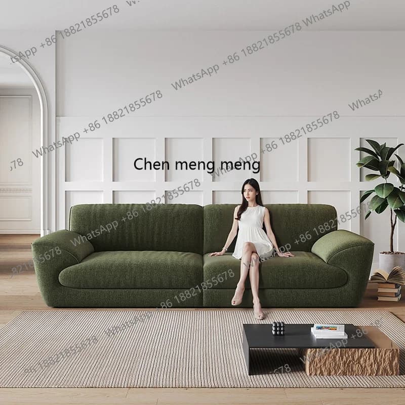 H Italian minimalist French retro living room small apartment removable and washable straight row fabric sofa