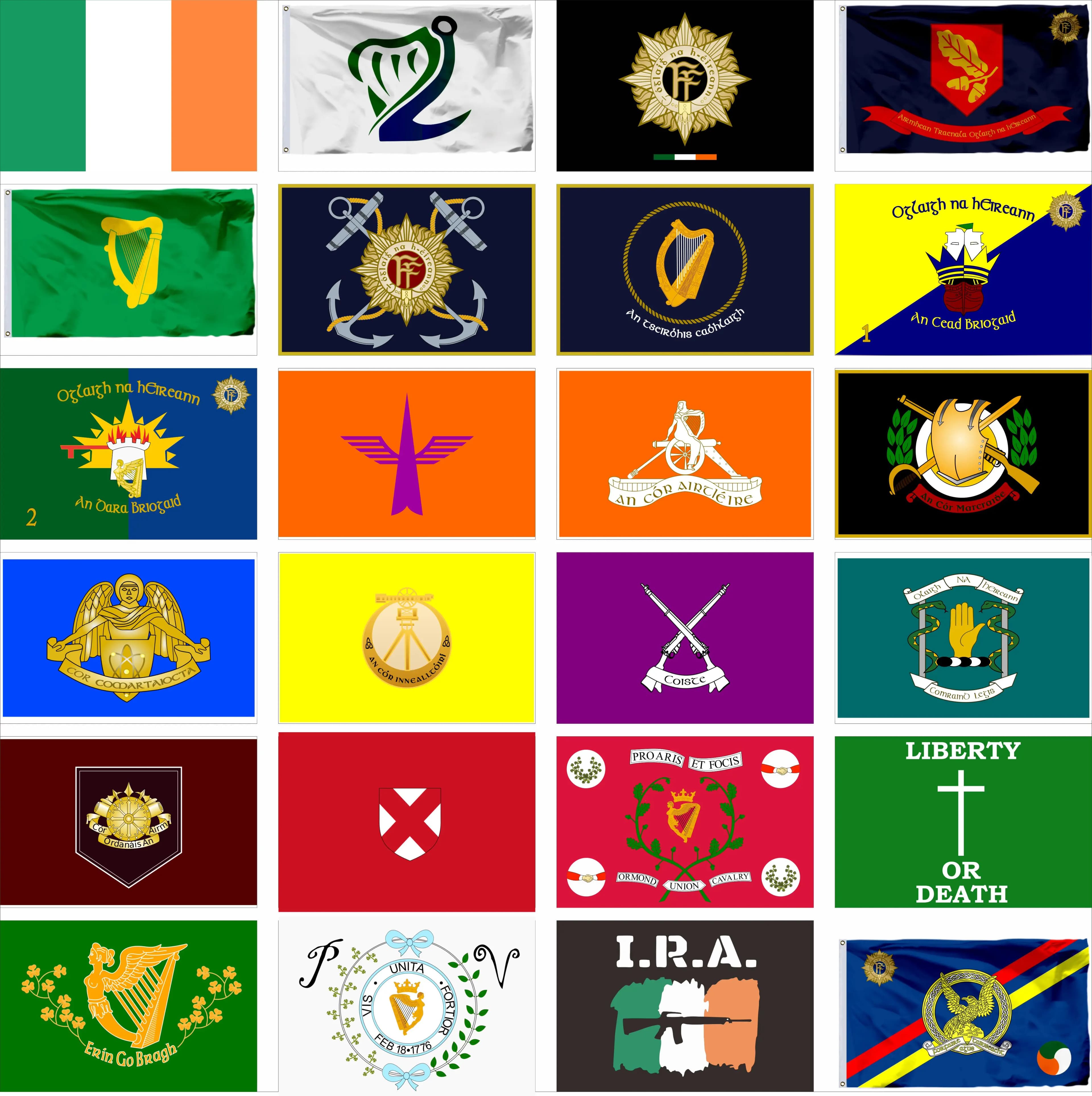 Ireland military flag Army banner 100D Polyester 90 x 150 cm 3x5ft Double sided printing Irish Active Army flags