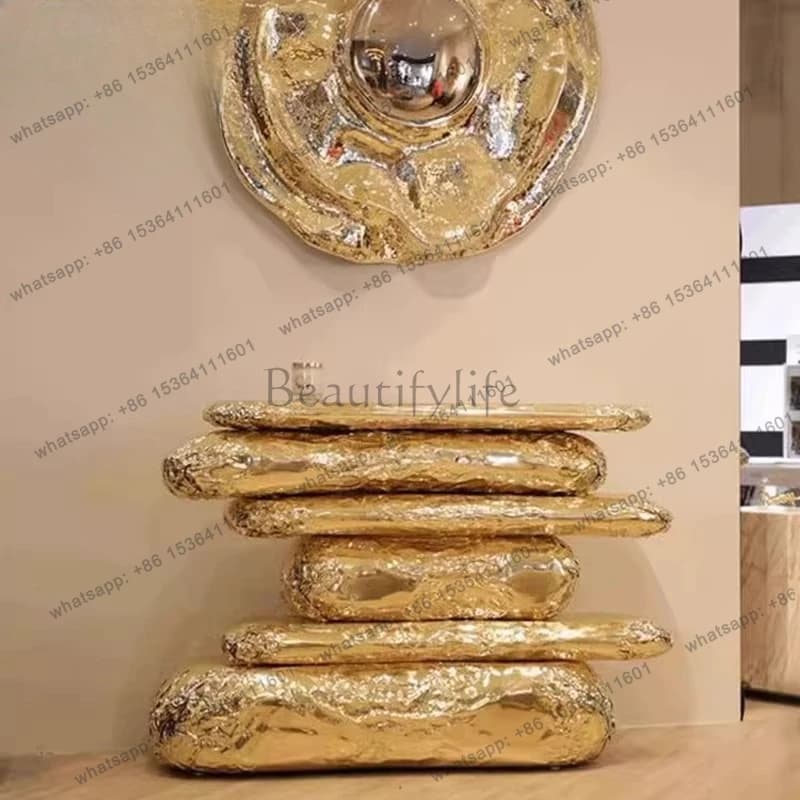 yj32 Light luxury design high-end FRP electroplating entrance table high-end decorative entrance table