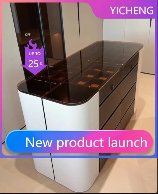 LYY  Cloakroom Island Counter Light Luxury Simple Modern Double-Sided Curved Jewelry Storage Display Chest of Drawers