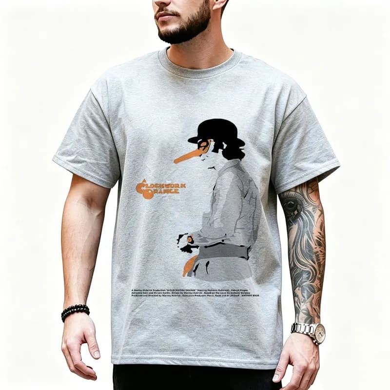A Clockwork Orange Vintage 90s Graphic T‑Shirt 0907 Dystopian Movie Alex Droogs Print Short Sleeve Punk Gothic Streetwear Tees