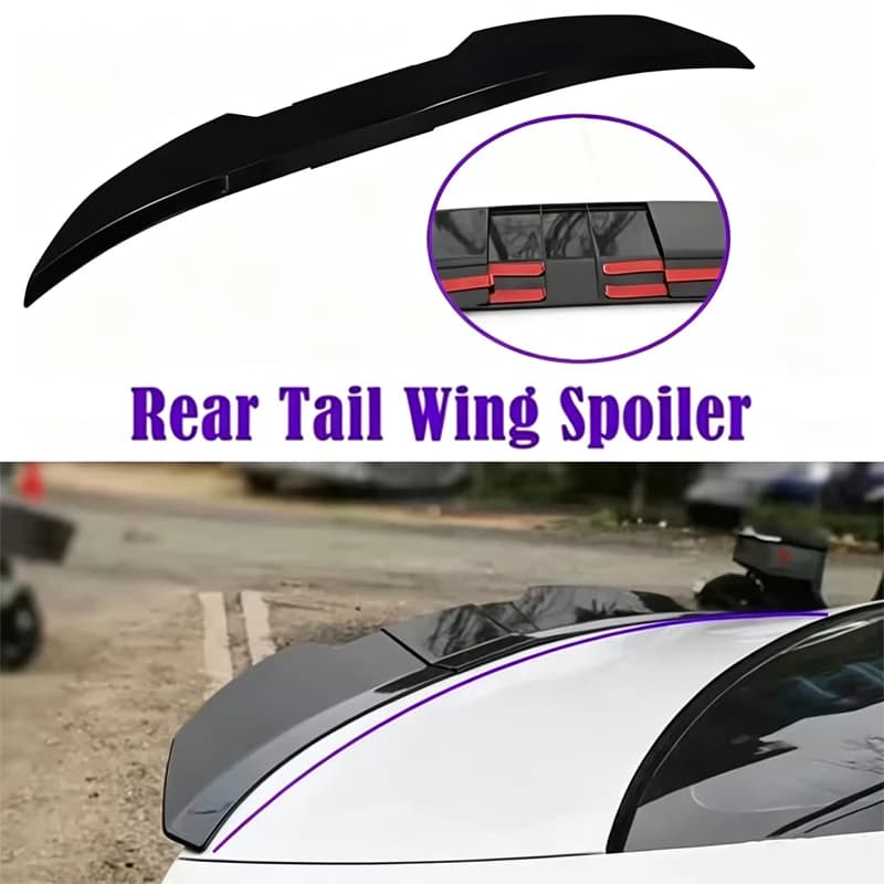 For Genesis G80 Sedan V-Shape No-Punch Car Trunk Fixed Spoiler ABS Blade Style Roof Middle Tail Wing Auto Refit Accessory
