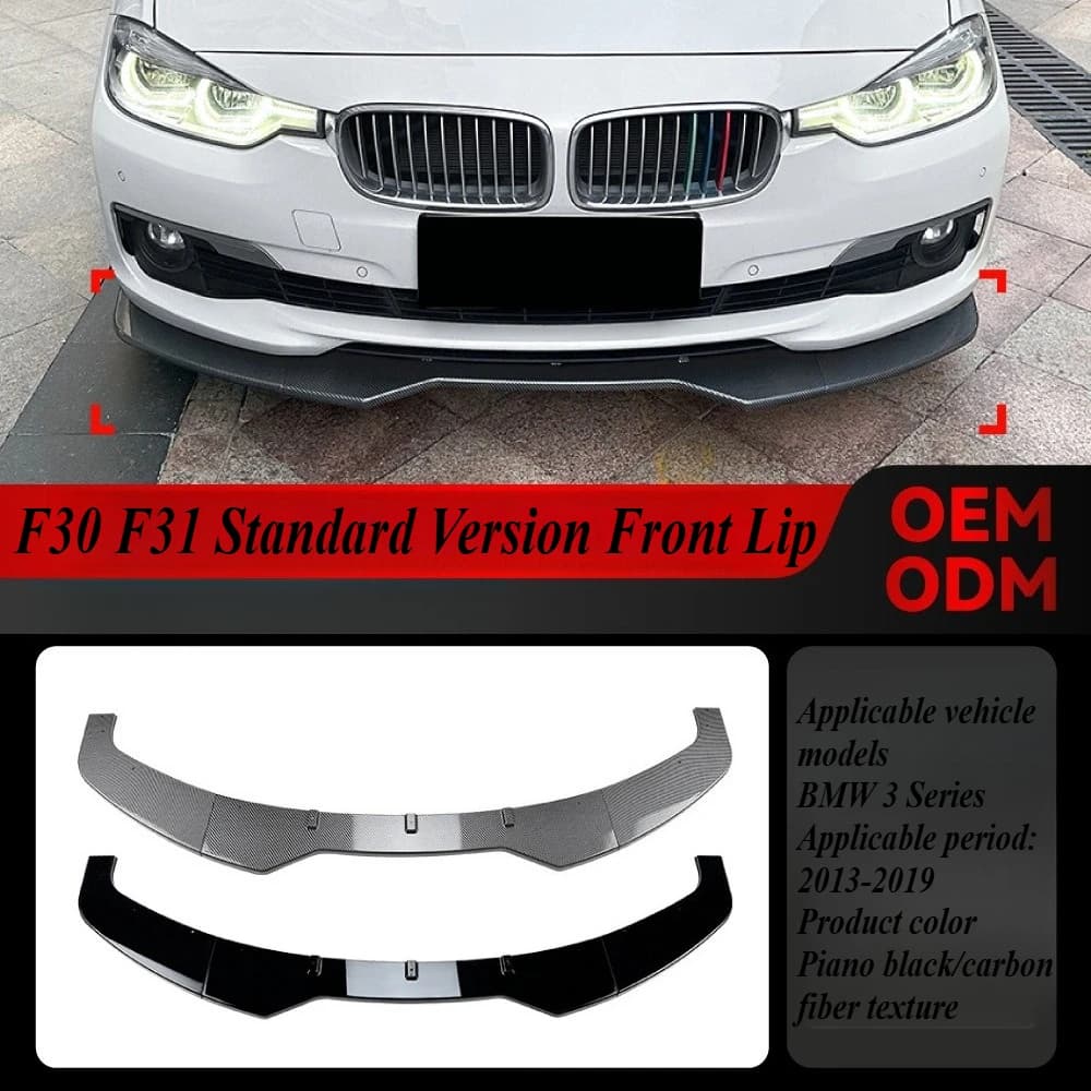 For BMW 3 Series F30 F31 2013-19 Sport Style Front Lip Spoiler with Corner Guards Direct Exterior Styling Body Kit Upgrade Parts