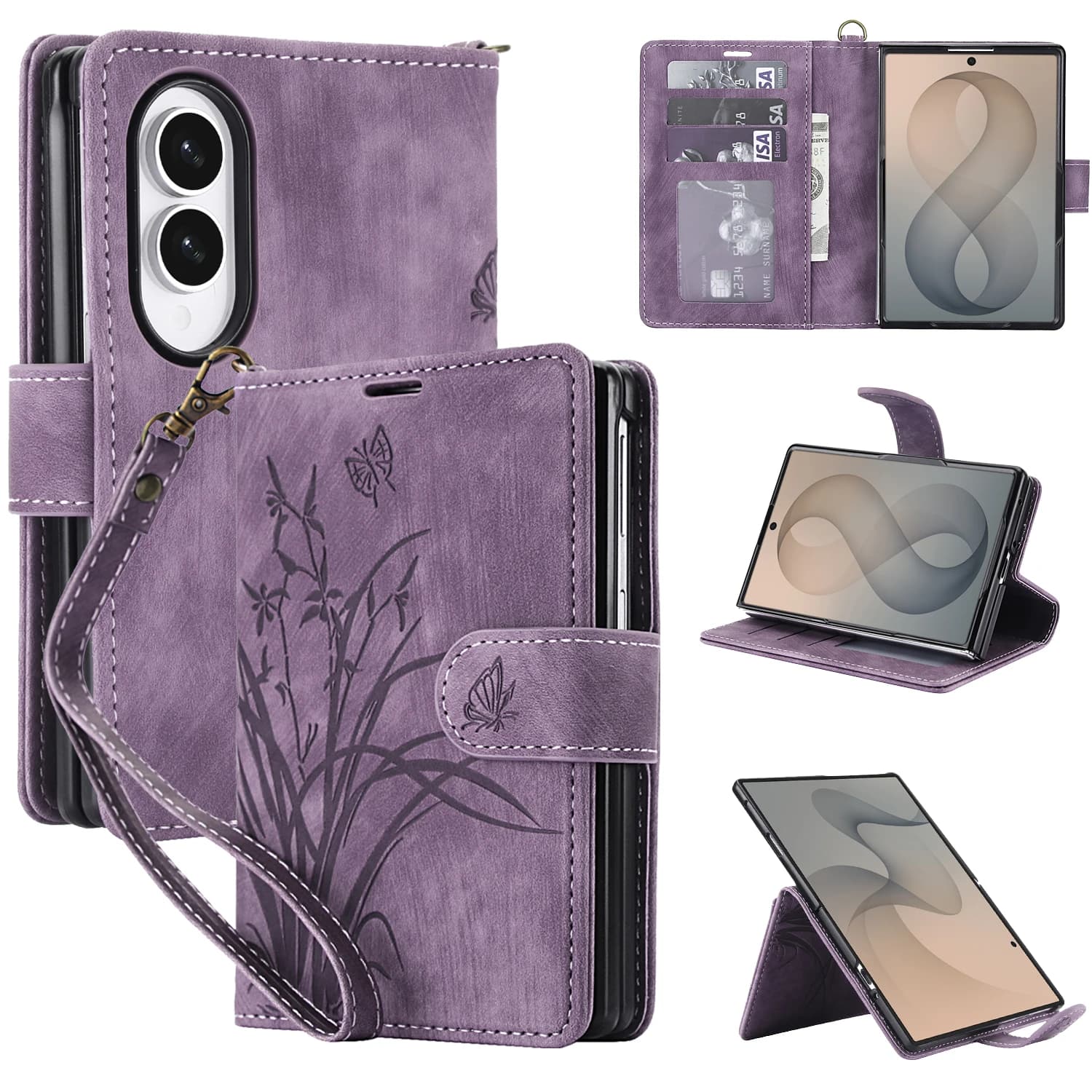 For Samsung Galaxy Z Fold 8 Wide Case Skin-Friendly Luxury Matte Leather Flip Wallet Card Slot Shockproof Back Cover Accessories