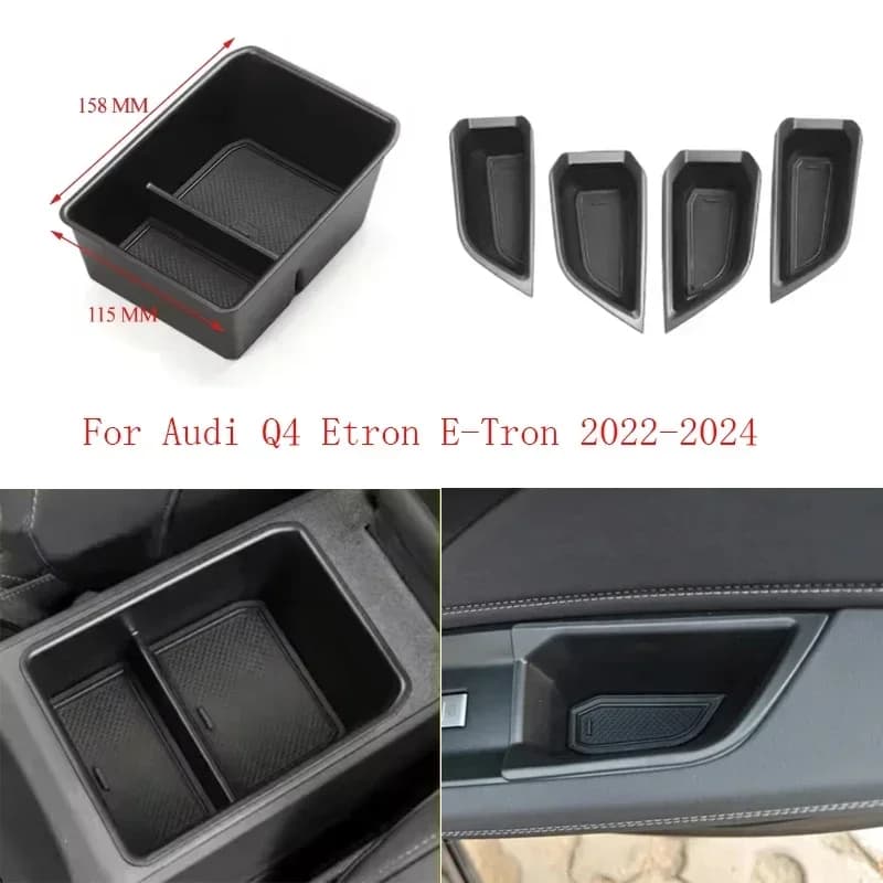 For Audi Q4 E-Tron Etron 2019-2024 Central container tray armrest box door storage box internal manager Car accessories