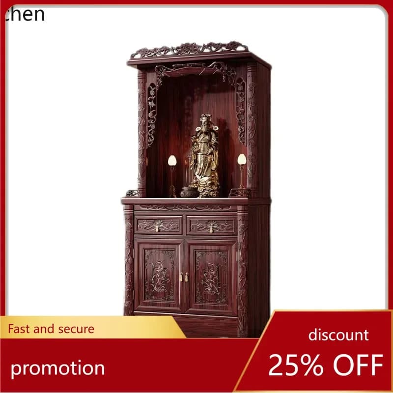 YFY Solid Wood Buddha Shrine High-End Offering Table Household Standing Cabinet God of Wealth Offering Buddha Cabinet