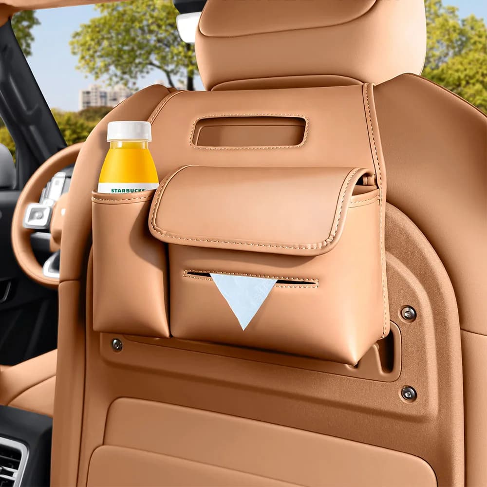Fit For Chery iCAR V27 2026 Seat Mounted Multifunctional Tissue Box Interior Modification Supplies Leather Storage Bag