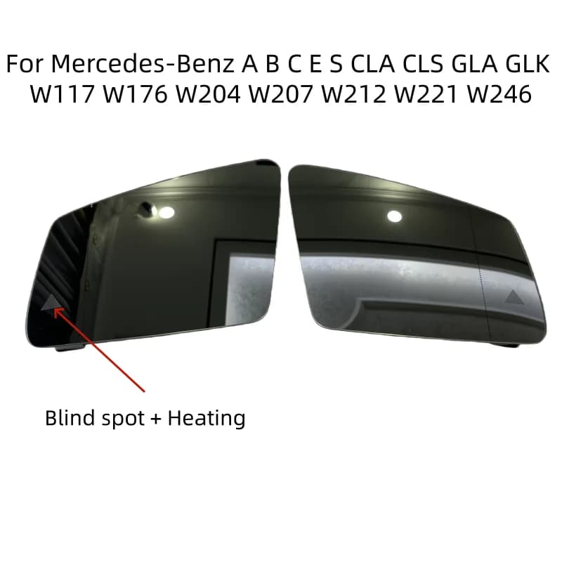 For Mercedes-Benz A B C E S CLA CLS GLA GLK W117 W176 W204 W207 W212 W221 W246 Mirror Glass rear Heated Blind Spot Warning Side