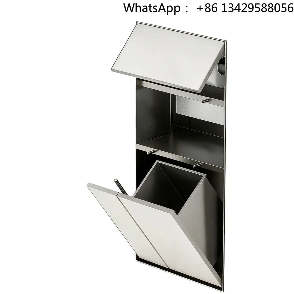 Modern Recessed Toilet Brush Holder Tissue Box Rubbish Bin Storage 304 Stainless Steel Wall Mounted Rimless Wall Niche Tileable