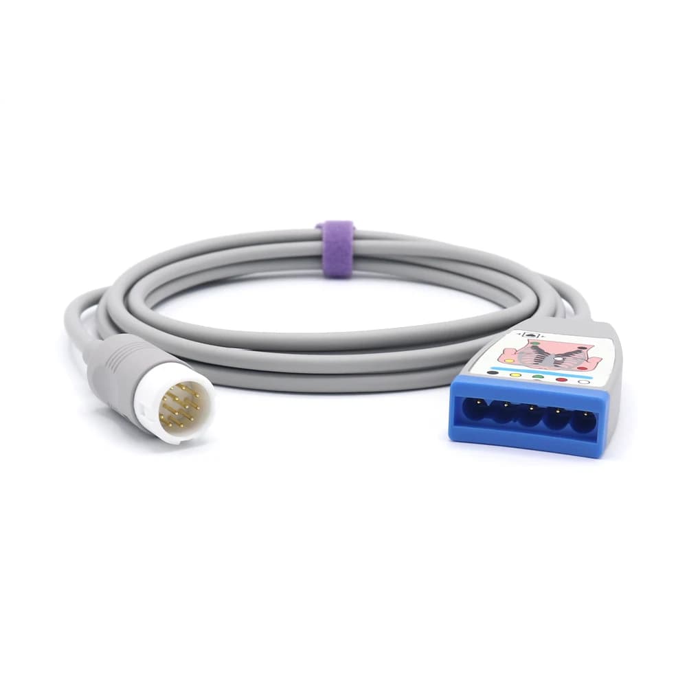 Compatible 12-Pin AHA 5-Lead ECG Main Cable M1668A M1669A Medical TPU