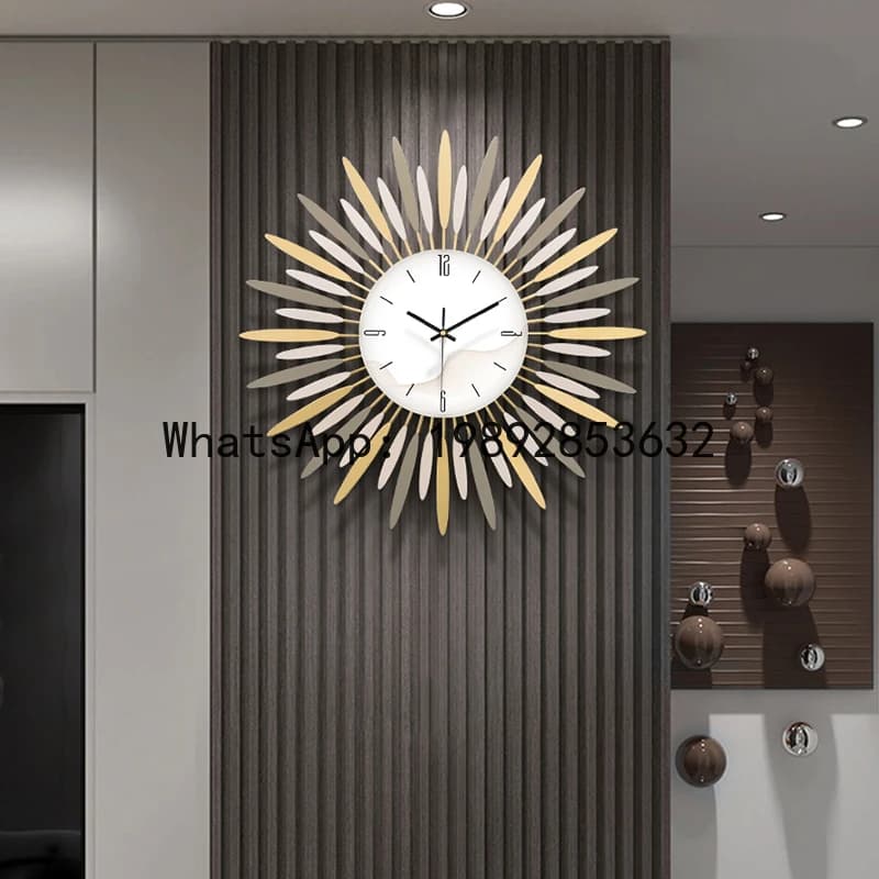 Modern simple new wall clock light luxury grille decorative clock wall restaurant