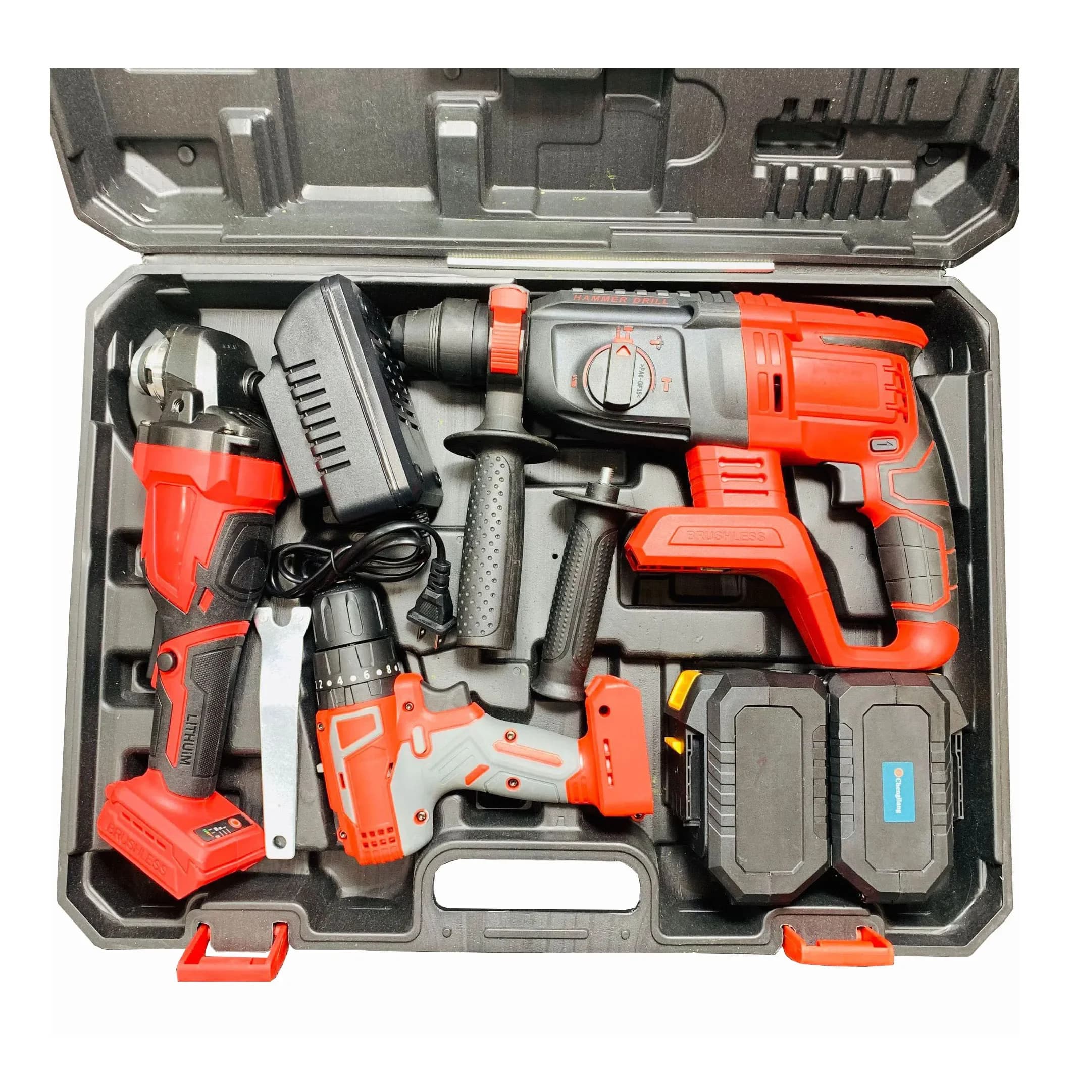 # Hot Sets Of 3pcs Power Tools 20V Lithium Brushless Electric Hammer Angle Grinder Cordless Drill Screwdriver Combination Set