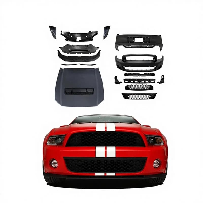 High Quality PP Material GT500 Style Conversion Body Kit Fit for 2013-2014 Front Rear Bumper Hood Modification Parts