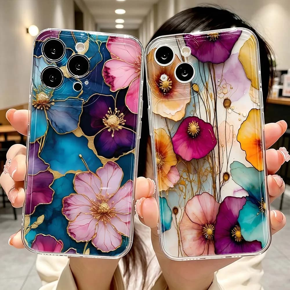 Luxury Flower Butterfly For iPhone 18 Pro 17 16 15 14 Pro Max 12 11 13 Air 8 7 SE Plus XS X XR Transparent Soft Phone Case