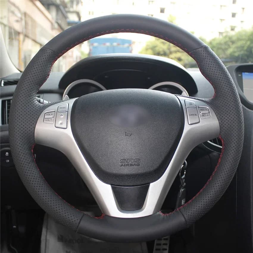 DIY Black Genuine Leather Hand Sew Car Steering Wheel Cover For Hyundai Genesis Coupe 2010-2016 Car Accessories
