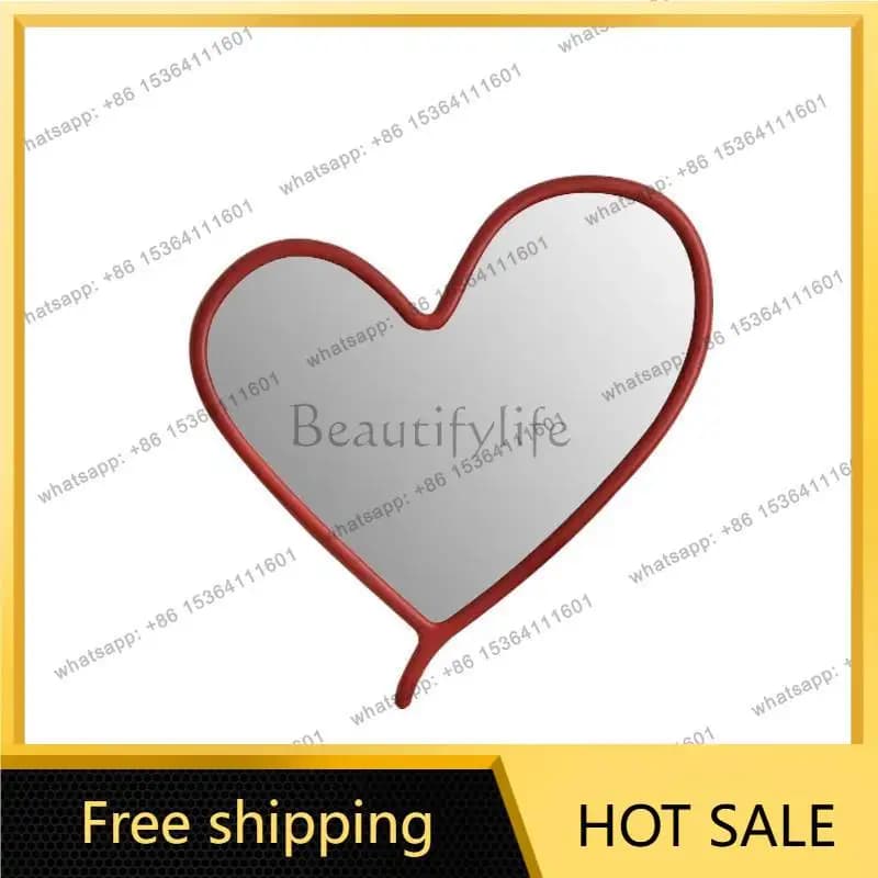 Best Sellers Girl Lights Retro Mirror Decor Luxury Decoration Heart Decorative Mirror Decor Bedroom Makeup Custom Espelhos Home