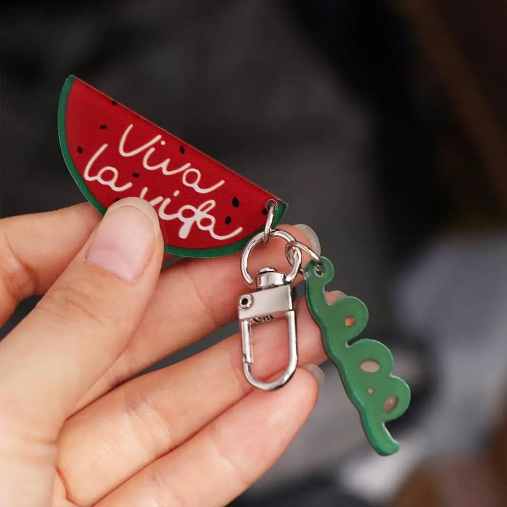 Acrylic Shining Watermelon Keychain Viva La Vida Simulation Acrylic Watermelon Pendant Cosplay Summer Fruit Phone