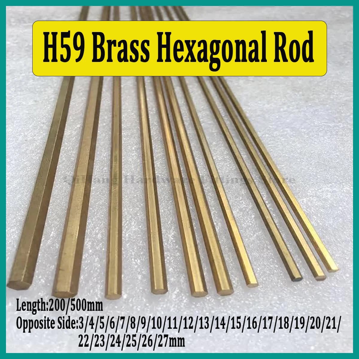 Length 200/500mm H59 Brass Hexagonal Rod, Dia 3-27mm Solid Brass Hex Bar, High Precision Metal Shaft for DIY Metal Craft