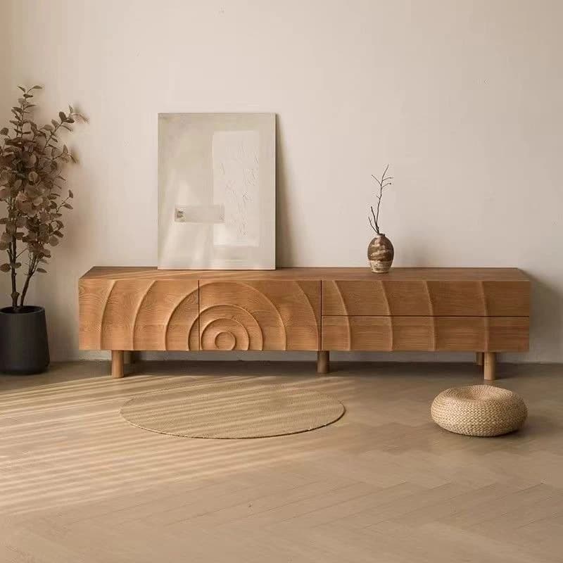 Ash wood TV cabinet Nordic solid wood audio-visual cabinet Storage log storage