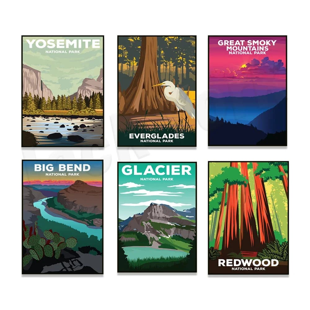 Hawaii Volcanoes, Bryce Canyon, Grand Teton, New River Valley, Saguaro, Kenai Fjords, Capitol Reef, Nautical National Park Poste