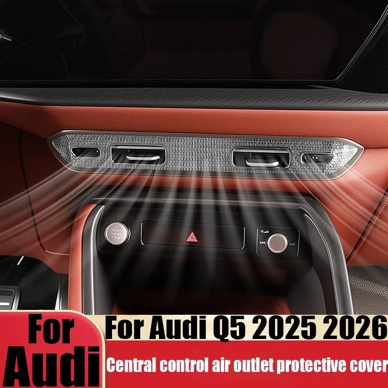 For Audi Q5 GU 2026 Stainless Steel Car Center Console Lower Air Vent Cover Protective Trim Interior Accessories