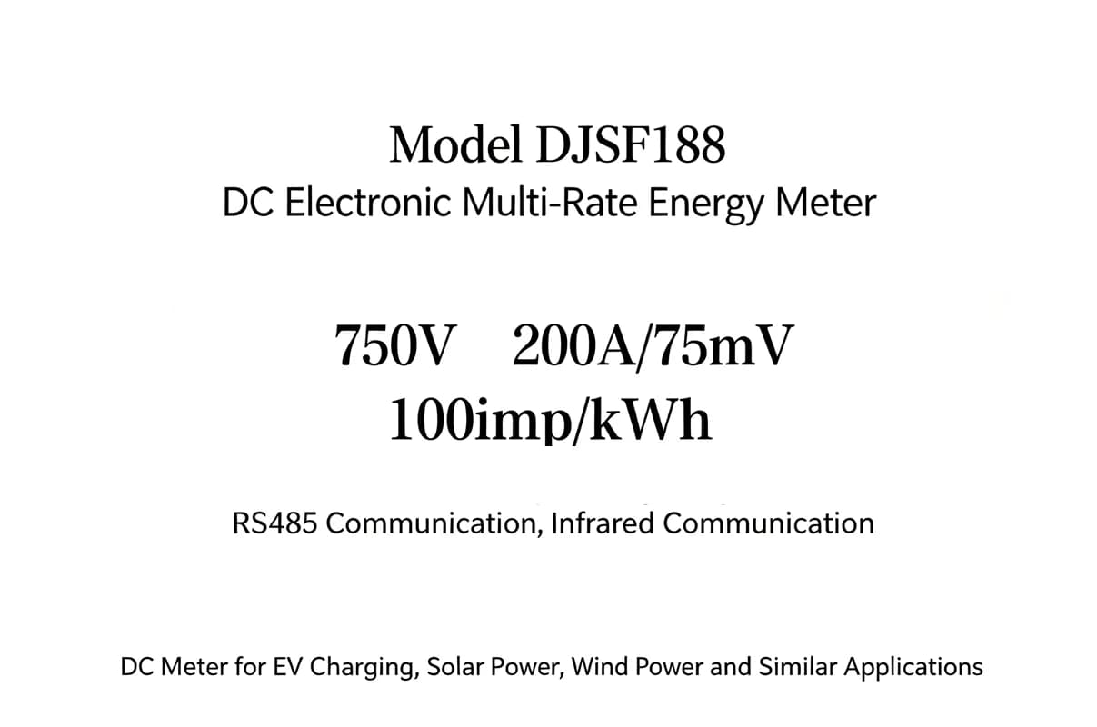 DJSF188 750V 200A/75mV DC Electronic Multi-Rate kWh Energy Meter for EV Charging Station Solar Power System