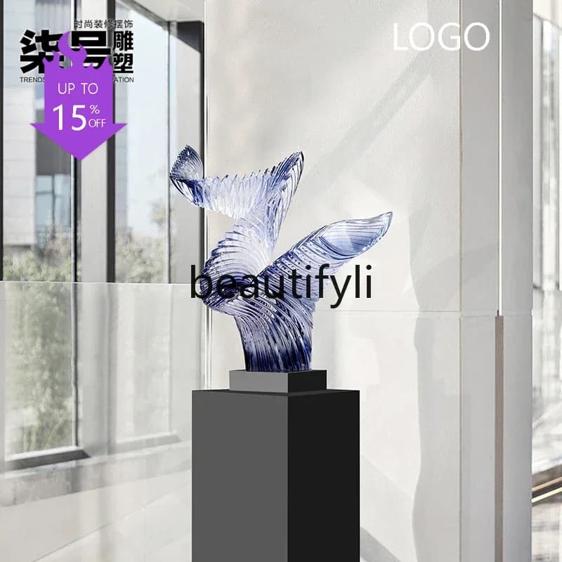 6239Living Room Entrance Decoration High-end Light Luxury Transparent Resin Ornament Floor Sculpture Hotel
