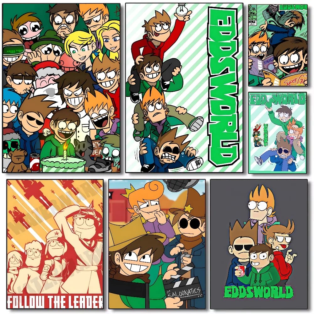 Poster Animated Eddsworld anime Poster HD art sticky wall waterproof home living room bedroom bar aesthetic decoration