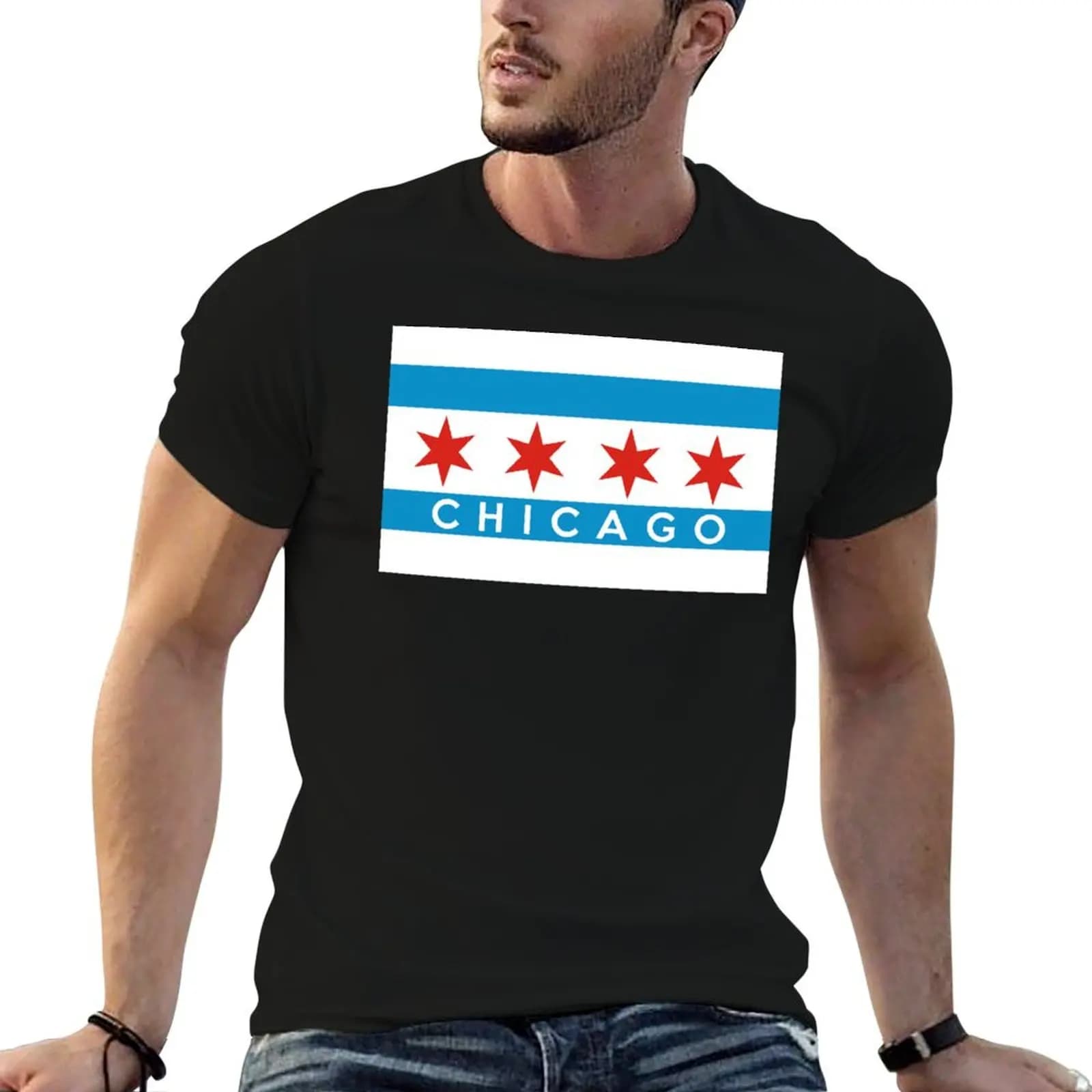 chicago flag T-Shirt Ultra Soft Breathable Tee Top