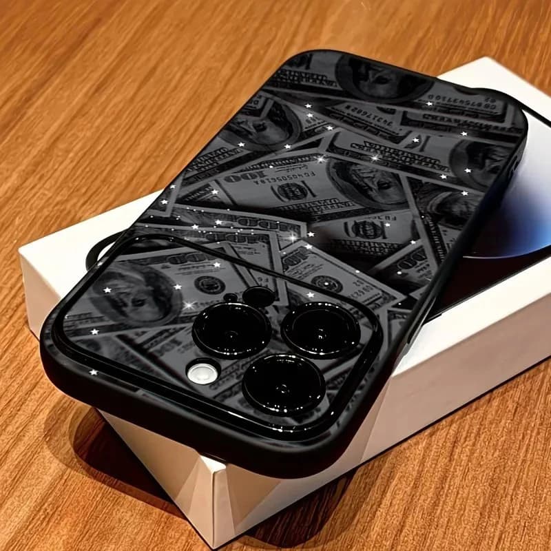 Banknotes Pattern Black Phone Case For IPhone 18 17 Pro Max 16 15 14 Plus 13 12 11 XS Max XR X XS Shockproof Soft Silicone Cover