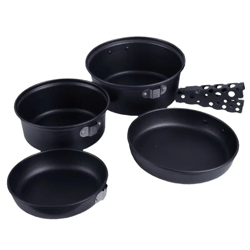 Outdoor aluminum set pot camping cooker non-stick pot set portable field travel mountaineering pot set