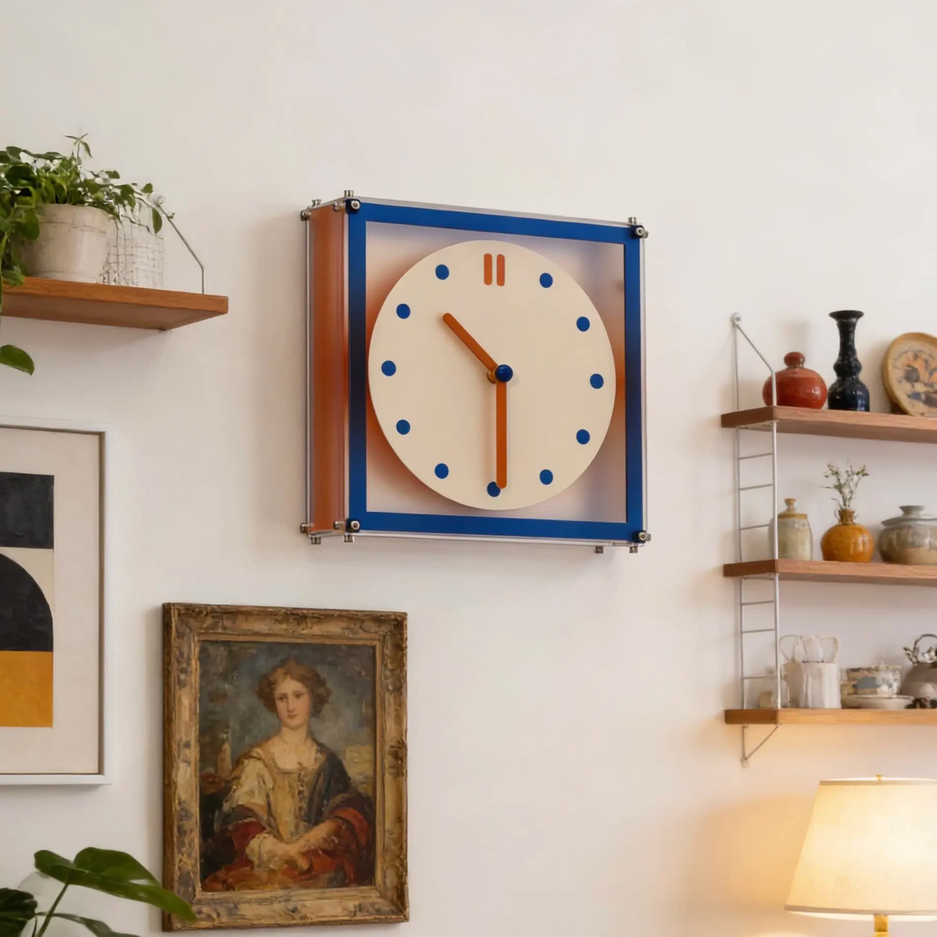Internet celebrity Bauhaus square silent wall clock, quartz clock hanging on the wall