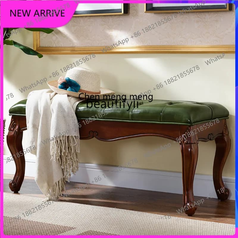 C89 American all solid wood bench sofa foot into the door shoe stool bedroom bedside stool