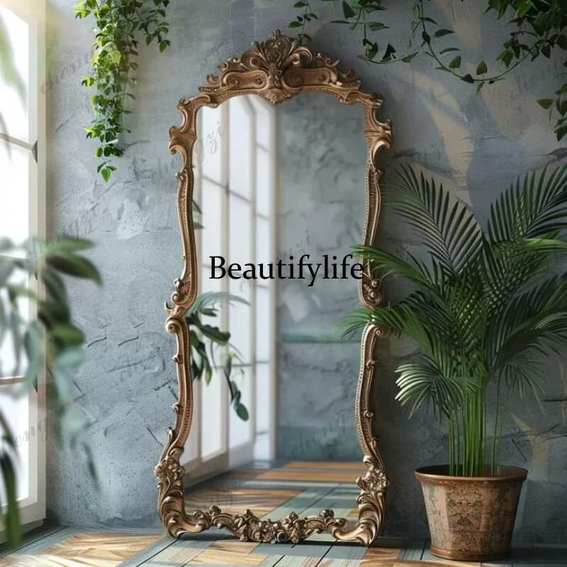 Gold Standing Decorative Mirrors Aesthetic Big Irregular Modern Mirror Full Body Living Room Espejos Decorativos Home Decoration