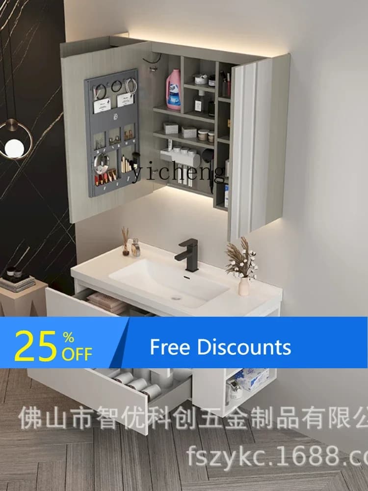 LYY Bathroom Cabinet Ceramic Whole Washbin Washstand Assembled Cabinet Storage Integrated Bathroom Main Cabinet