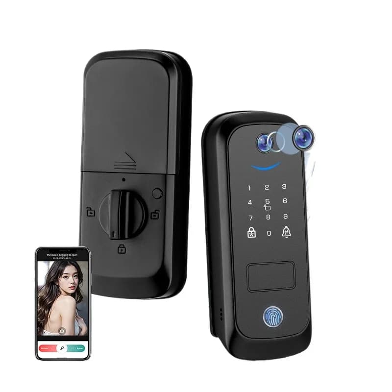 visual cat eye fingerprint password room door lock, graffiti wifi swipe card smart lock