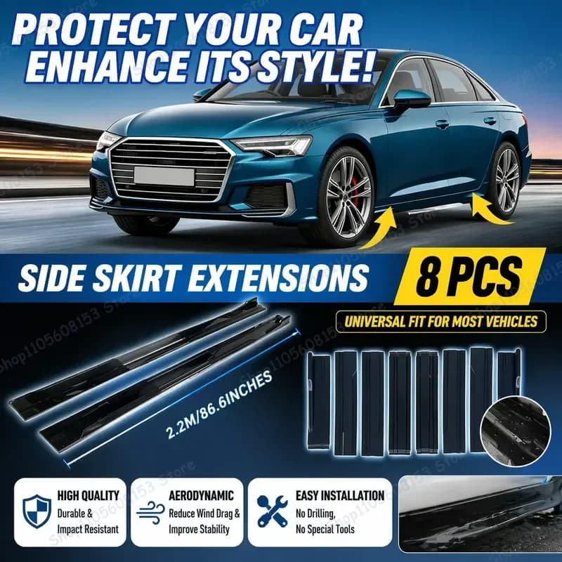 For Audi A6 C8 2021 2022 2023 2024 2025 2026 Aerodynamic Side Skirt Extension Lip Racing Spoiler Kit Sporty Body Styling