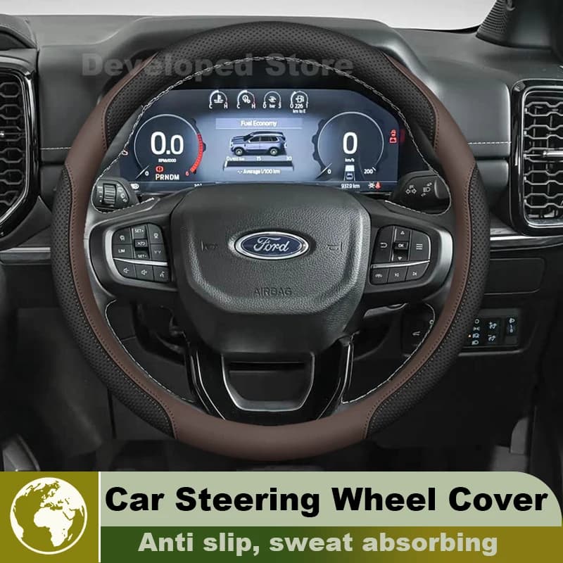Car Steering Wheel Cover For Ford Everest Tremor 2026-2013 ford focus Leather Auto Steering Wheel Ford Everest 2025 Accessories