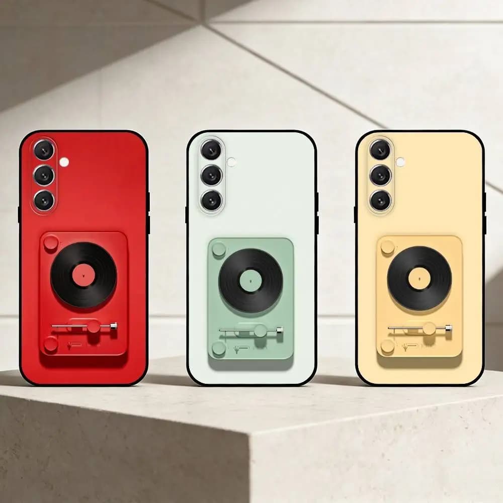 R-Record player Phone Case For Samsung Galaxy A91,80,73,72 ,71,53,52,32 ,31,22,21s,20,Soft Black Case