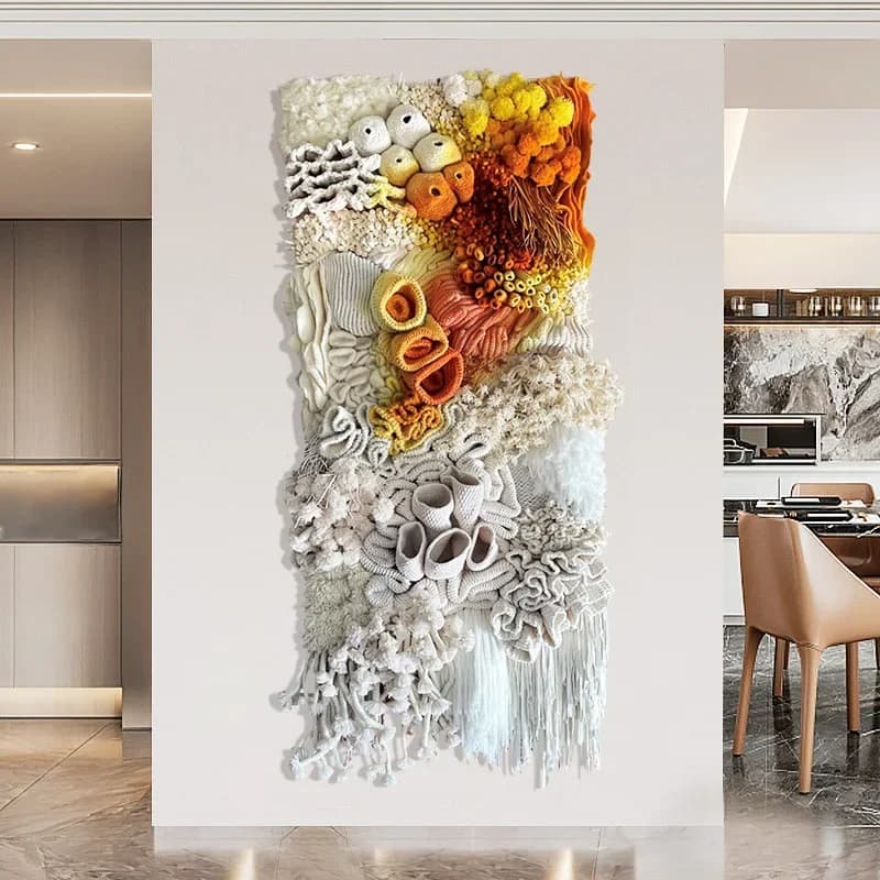 Nordic Weaving Hand Embroidery Living Room Entrance Home Hotel Decoration Large Floor-to-ceiling Background Wall Decor Painting