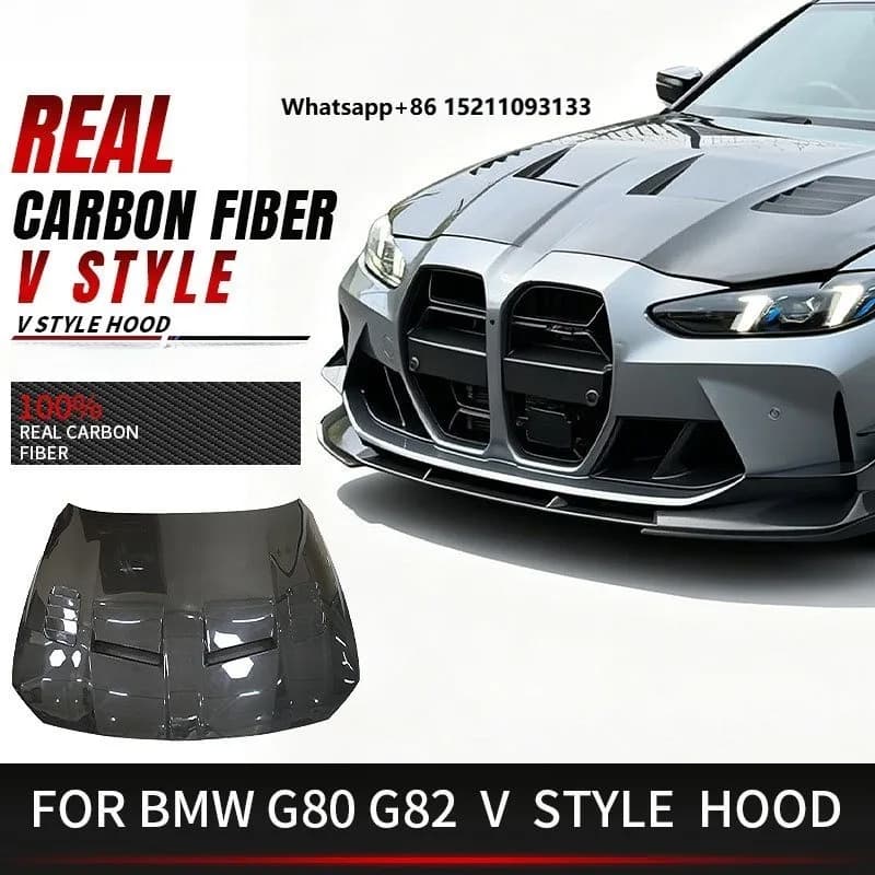 Perfiply New Upgrade Car V Style Carbon Fiber Air Scoop Hood Vented Hood for G80 M3 M4 G82 G8X 2021+ Car Body Kits Bonnet