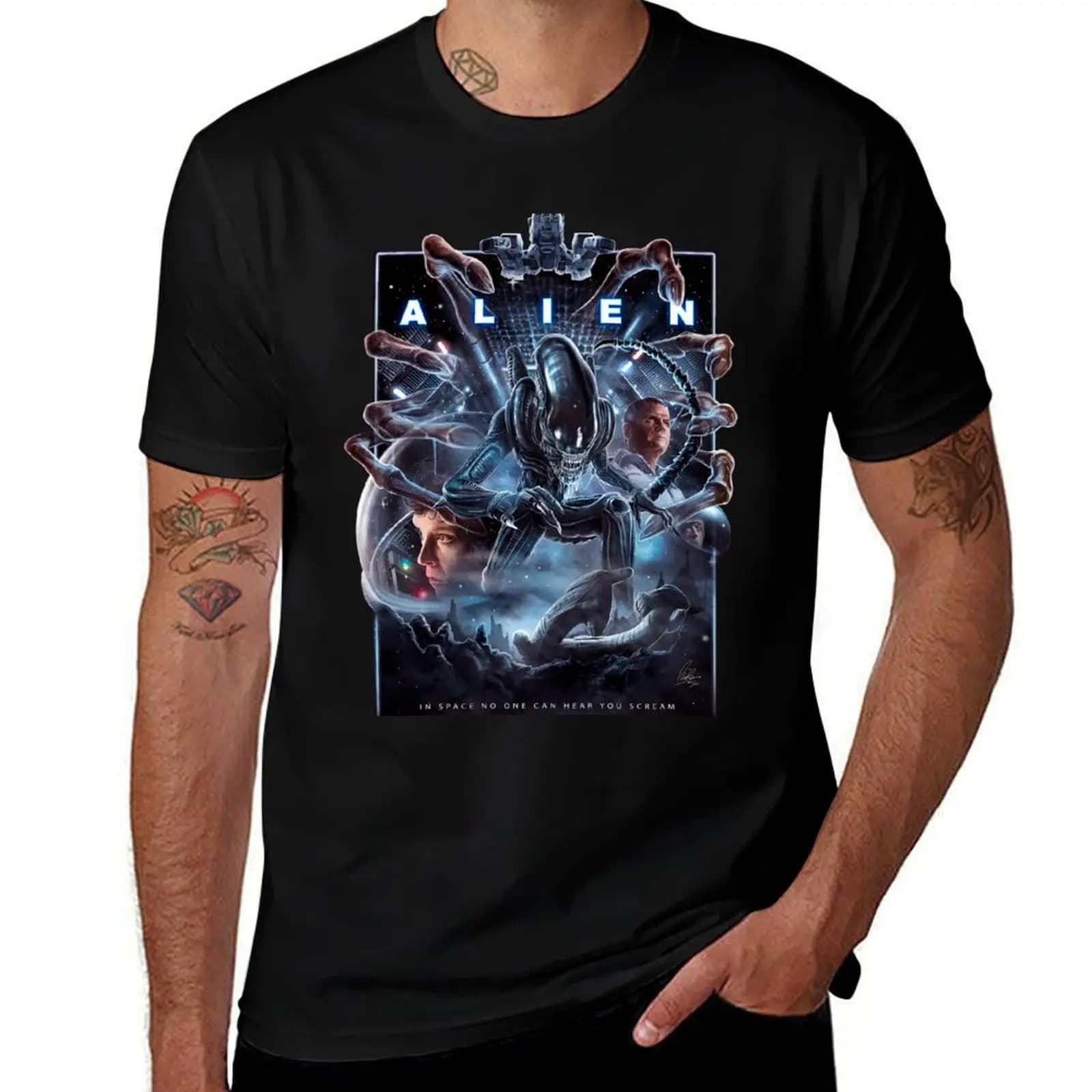 Alien 1979 Movie #9631 T-Shirt Heavy Duty Casual Work Tee T-Shirt